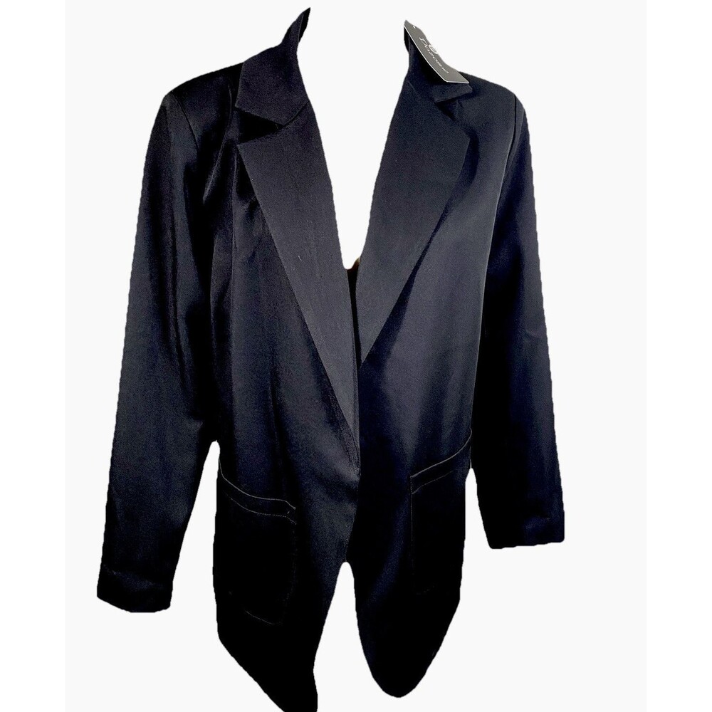 NWT Dazosue Open Front BLACK Career Blazer  Slim Suit Jacket Pockets  XL - Picture 5 of 12
